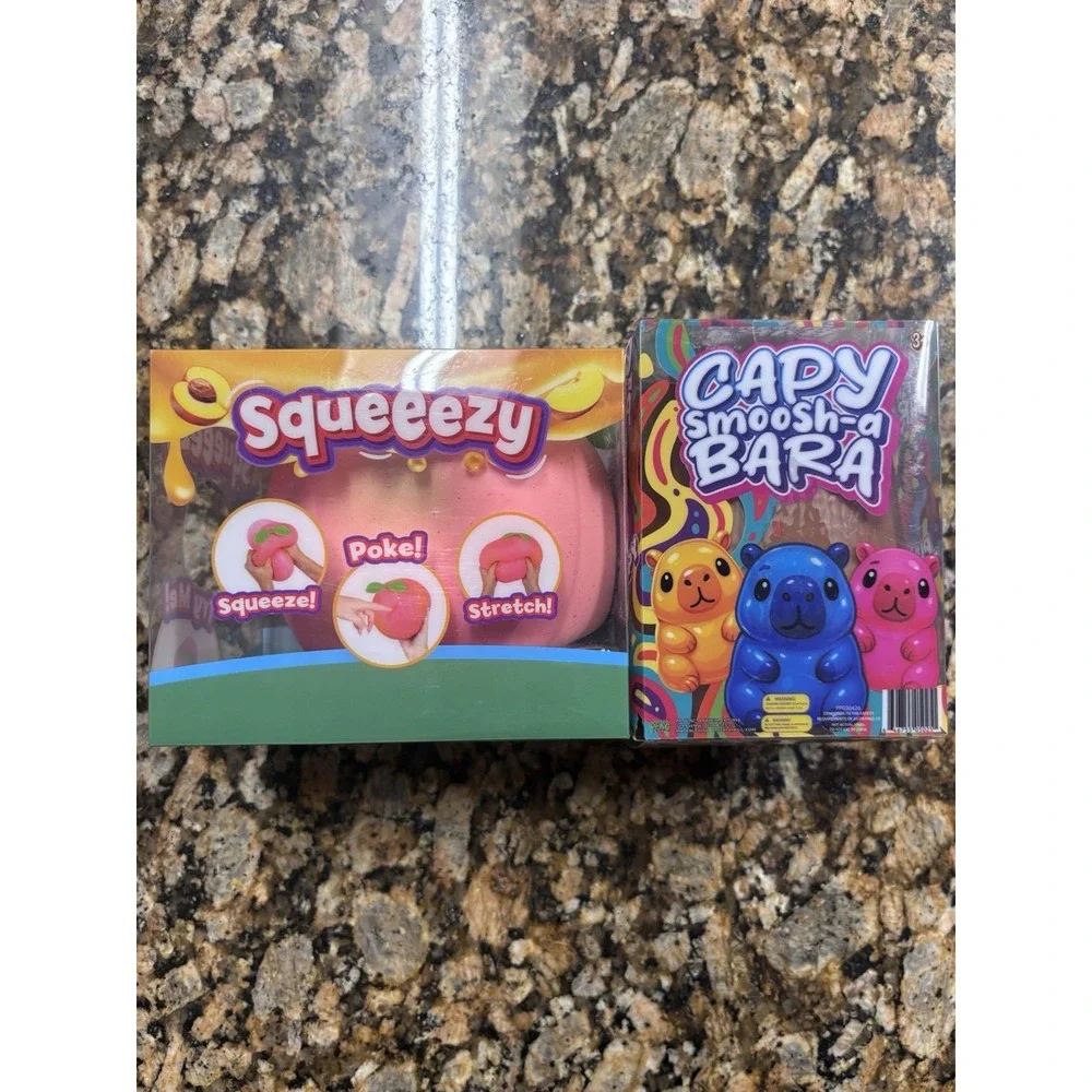 Sunny Days Squeezy Jumbo Peach & PPNC Capybara Stress Relief Sensory Toy New